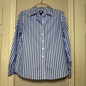 Lands' End Blue and White Striped Button Down No Iron Supima 8P